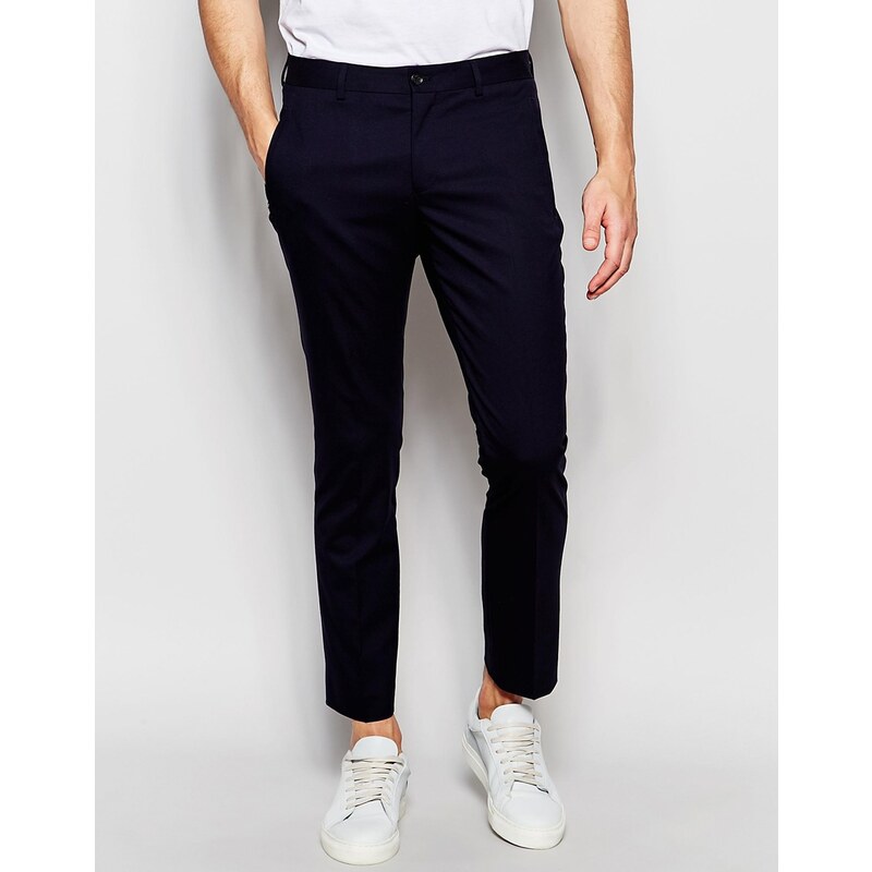 Selected Homme - Pantalon court stretch coupe skinny avec poches zippées - Noir