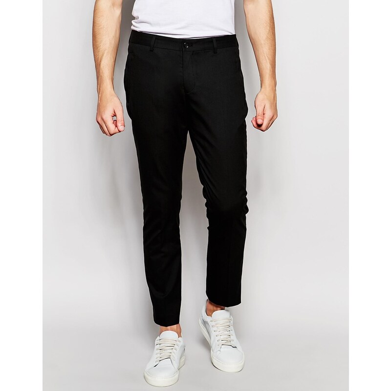 Selected Homme - Pantalon court stretch coupe skinny avec poches zippées - Bleu