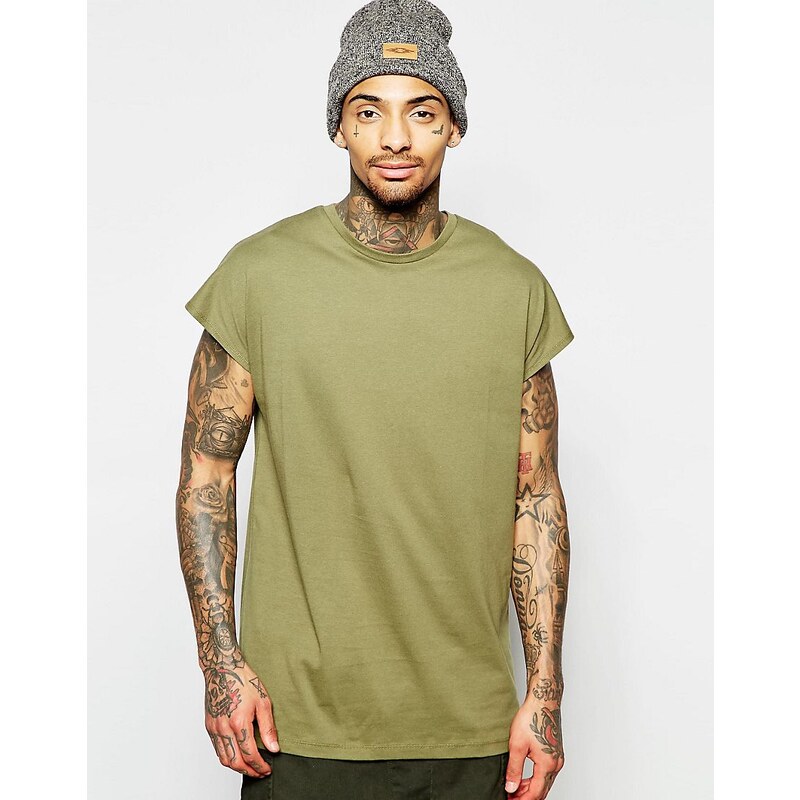 ASOS - T-shirt oversize sans manches - Vert - Vert