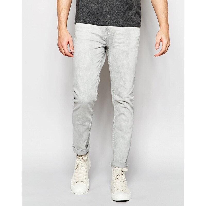 Weekday - Friday - Jean skinny stretch à délavage gris clair Beat - Gris