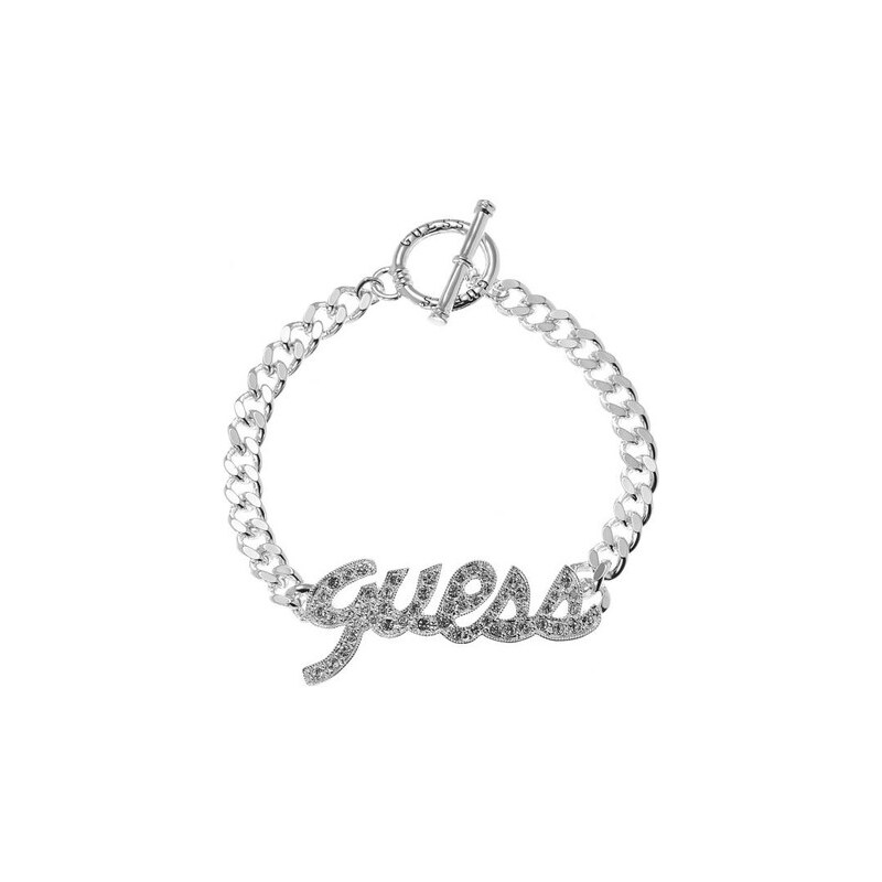 Guess Bracelet logo strassé UBB10701 - Bijou pour Femme Guess en Métal rhodié