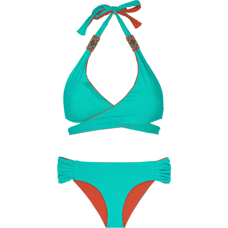 Saha Bikini Triangle à Croiser, Réversible Bleu/orange - Mood Iris