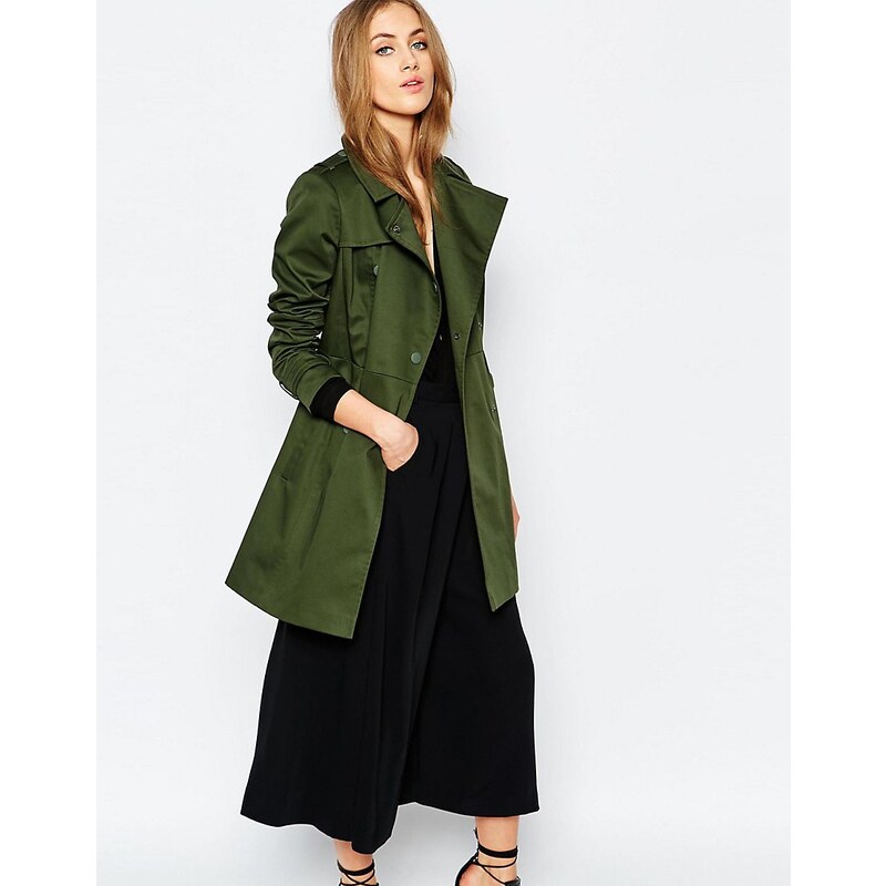 Warehouse - Trench avec boutons-pression - Vert