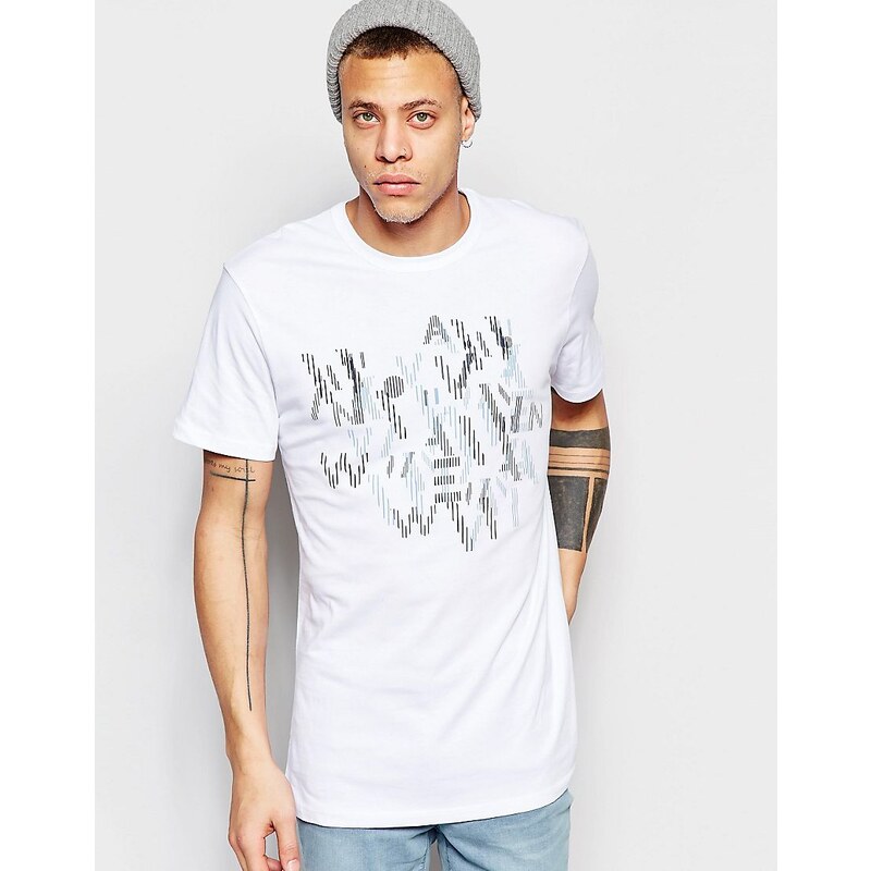 Waven - Otto - T-shirt col ras du cou avec logo imprimé style flouté - Blanc