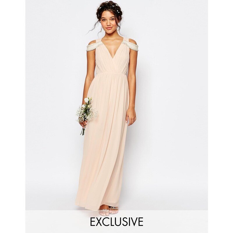 TFNC WEDDING - Robe longue cache-cur à épaules dénudées - Rose