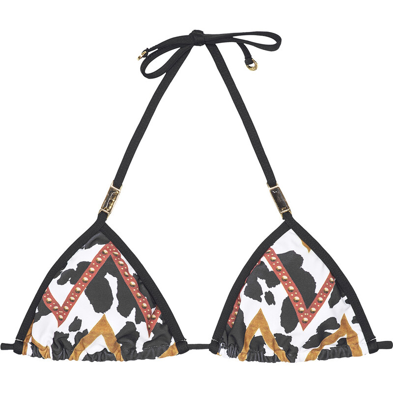 La Playa Haut De Bikini Triangle Imprimé Bords Noirs - Soutien Vaquinha Mix