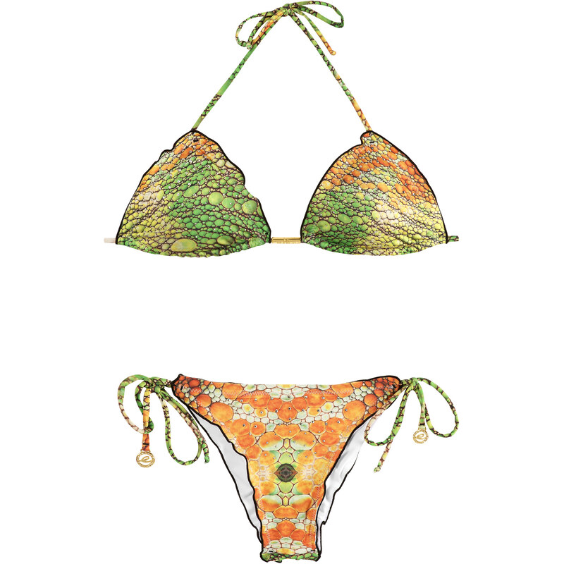 Ellis Beach Wear Bikini Brésilien Imprimé Animal Et Strass - Shine Camaleao