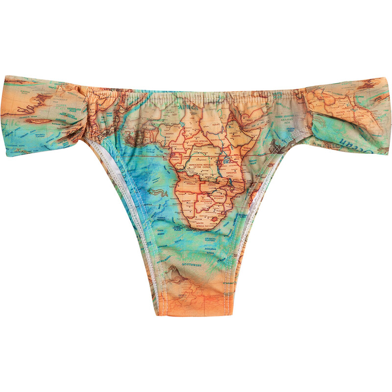 Ellis Beach Wear Bas De Bikini Fixe Imprimé Mappemonde - Calcinha Bikini Mundi