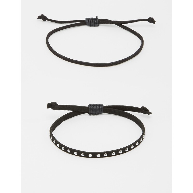 ASOS - Bracelet imitation daim avec clous - Noir - Noir