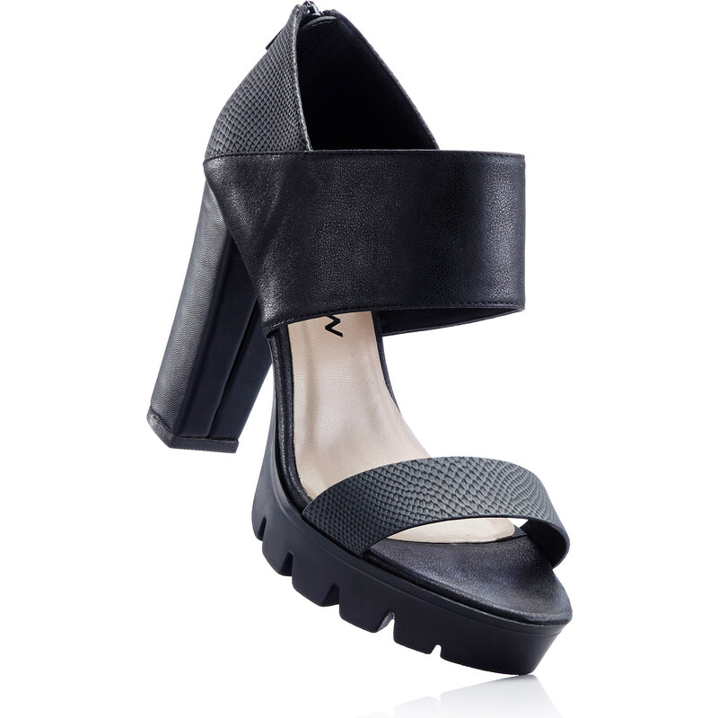RAINBOW Sandales noir avec 10 cm talon carréchaussures & accessoires - bonprix