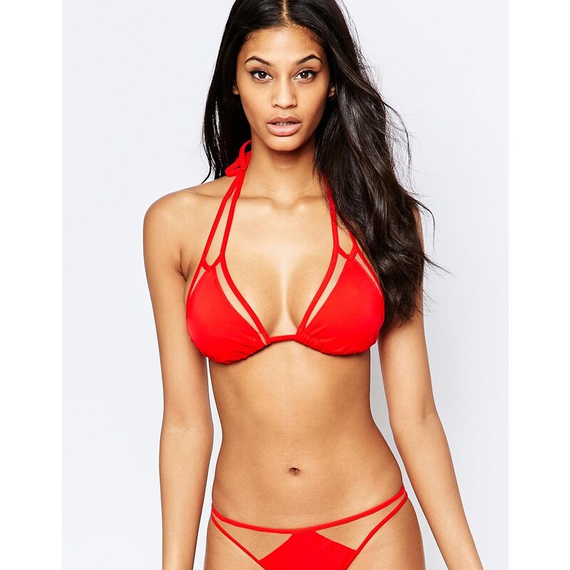 ASOS FULLER BUST - Mix and Match - Top de bikini triangle souple avec soutien en tulle à bretelles doubles bonnets E à F - Rouge