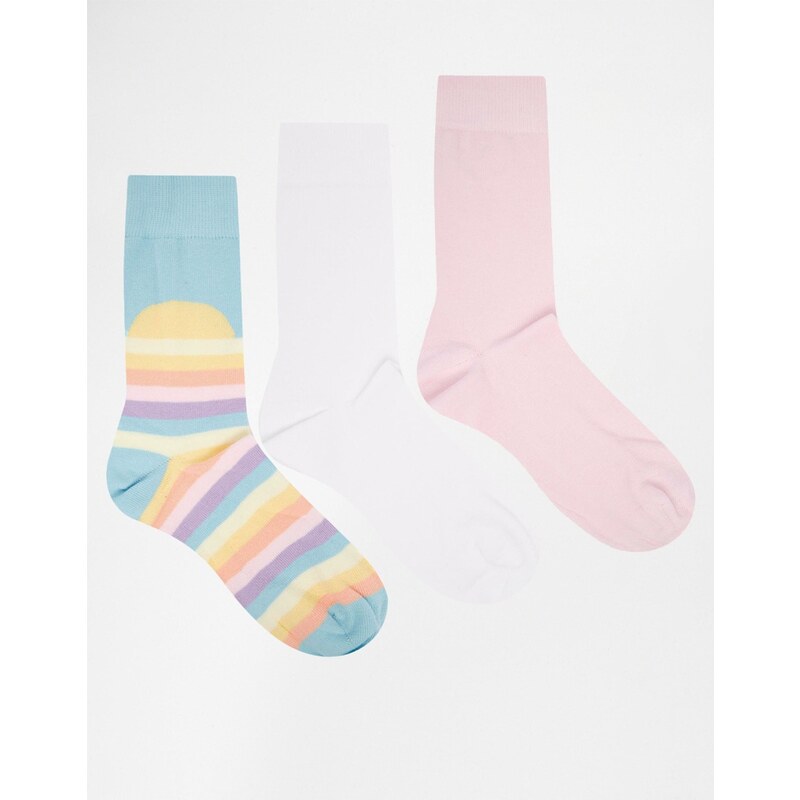 ASOS - Lot de 3 paires de chaussettes à motif coucher de soleil pastel - Multi