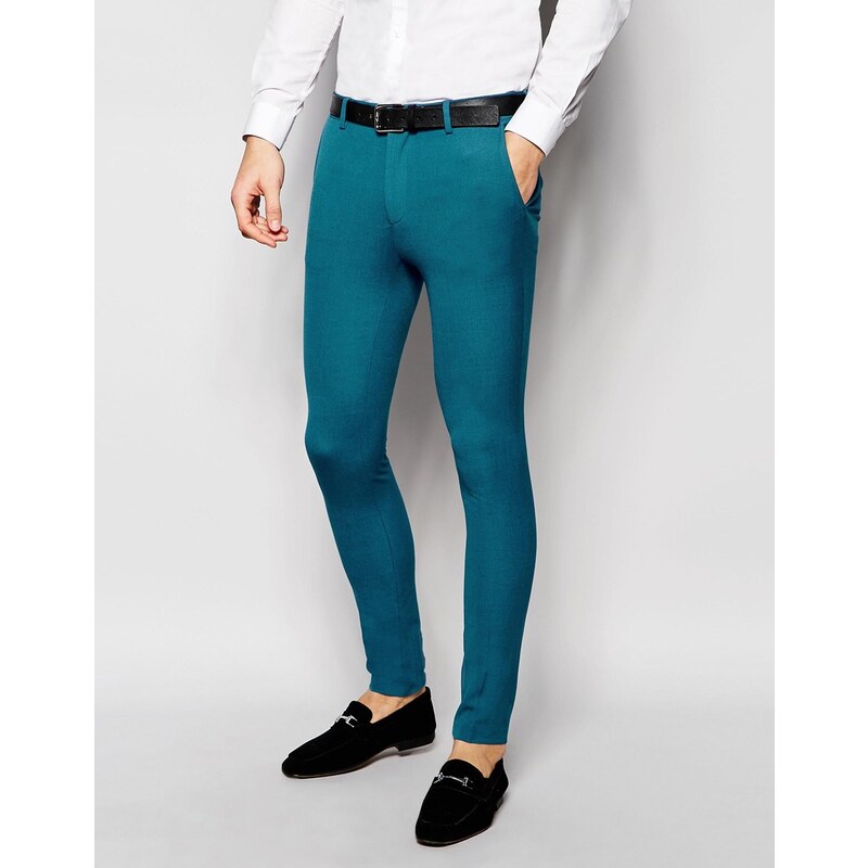ASOS - Pantalon de costume super skinny - Turquoise - Bleu