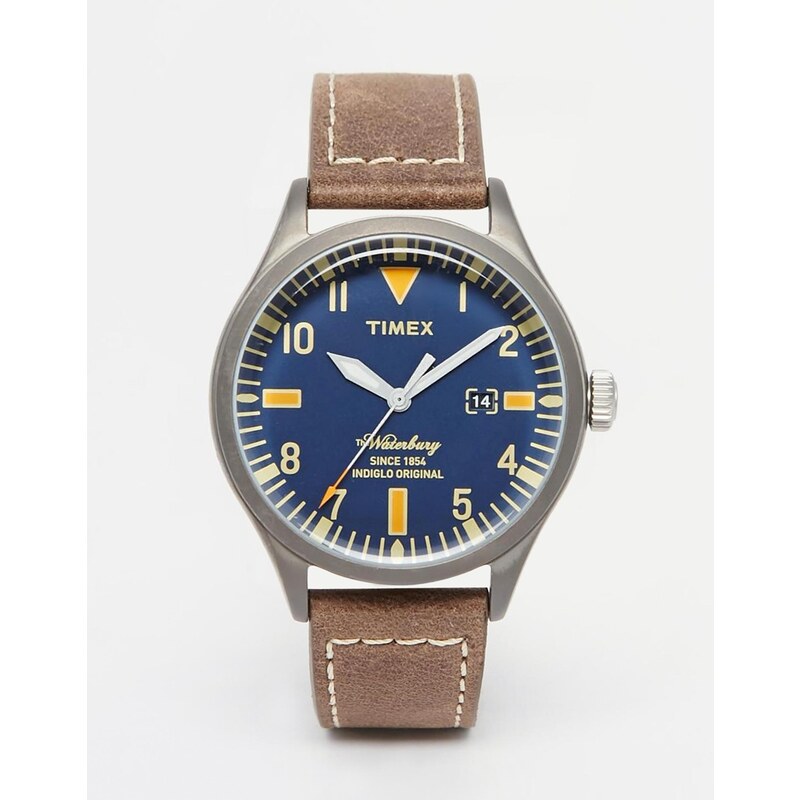 Timex - Waterbury TW2P83800 - Montre avec bracelet en cuir marron - Marron
