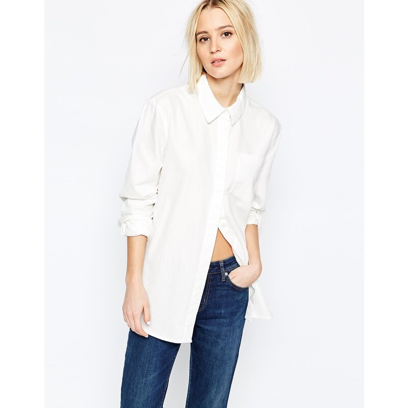 Weekday - Grande chemise en jean - Blanc