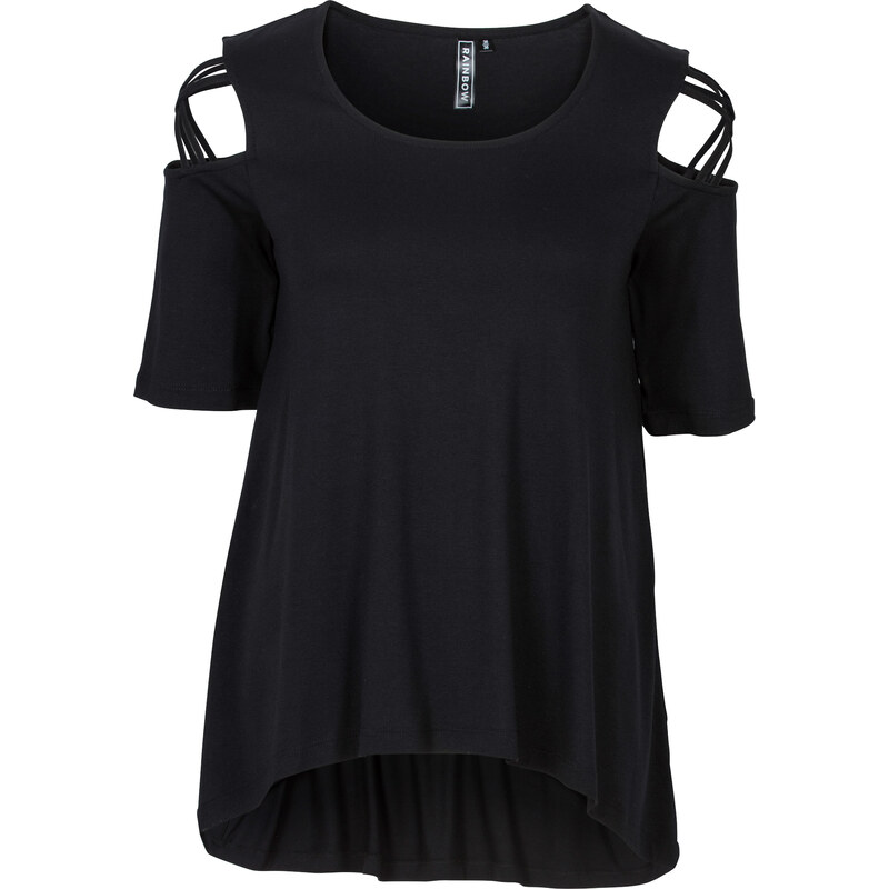RAINBOW T-shirt avec découpes noir sans manches femme - bonprix