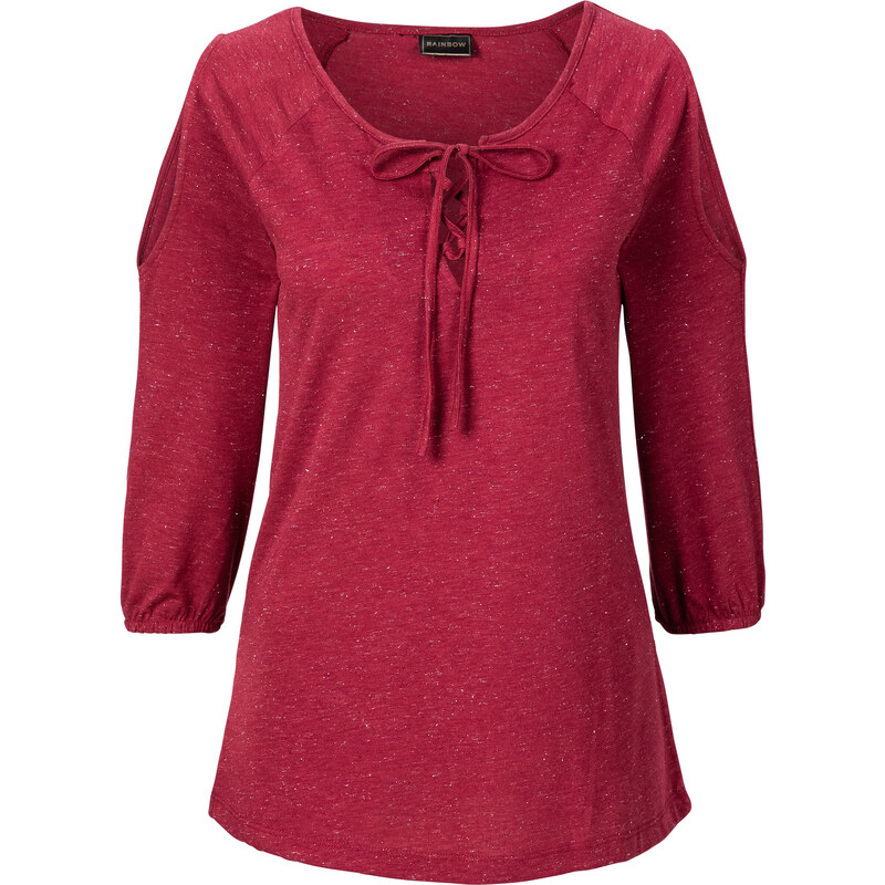 RAINBOW T-shirt rouge manches 3/4 femme - bonprix