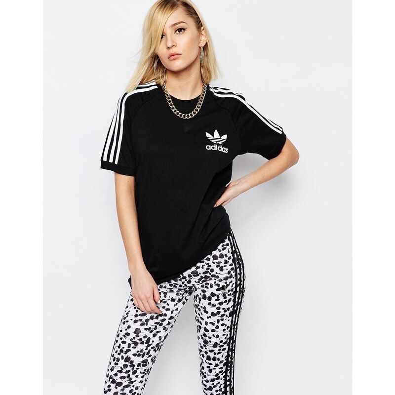 Adidas Originals - Adicolour - T-shirt coupe boyfriend à 3 rayures - Noir