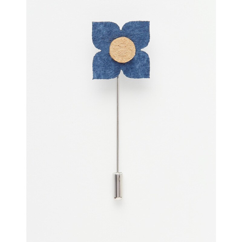 ASOS - Épingle de col fleur en feutre - Bleu - Bleu