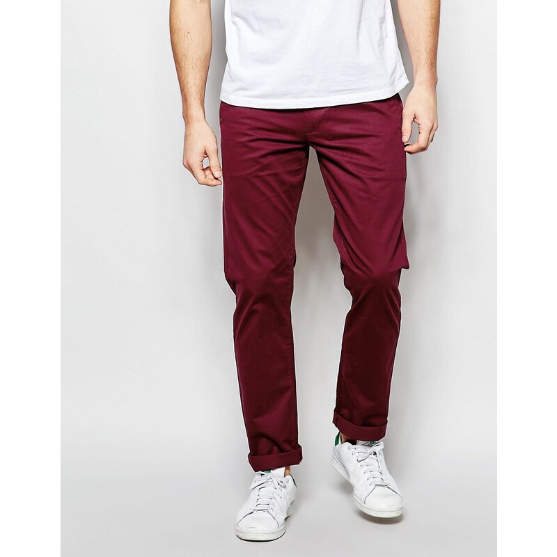 Farah - Pantalon chino slim en coton stretch - Rouge