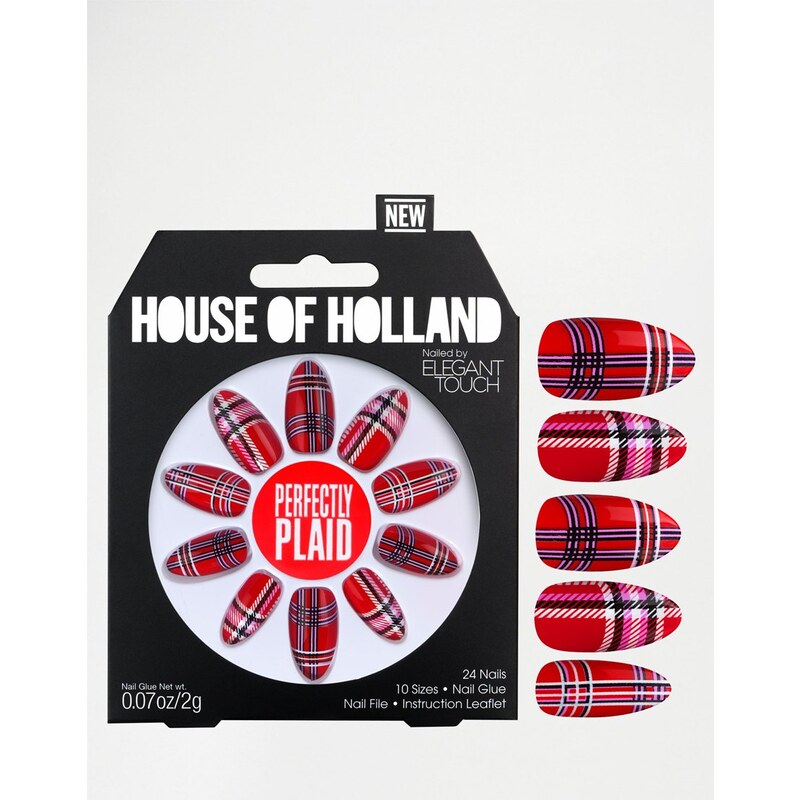 House of Holland Nails By Elegant Touch - Faux-ongles - Perfectly Plaid - Rouge