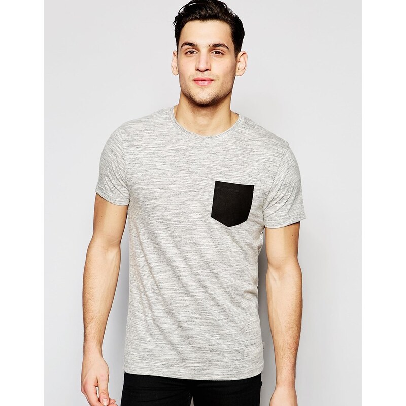 Bellfield - T-shirt ras du cou avec poche avant contrastante - Gris