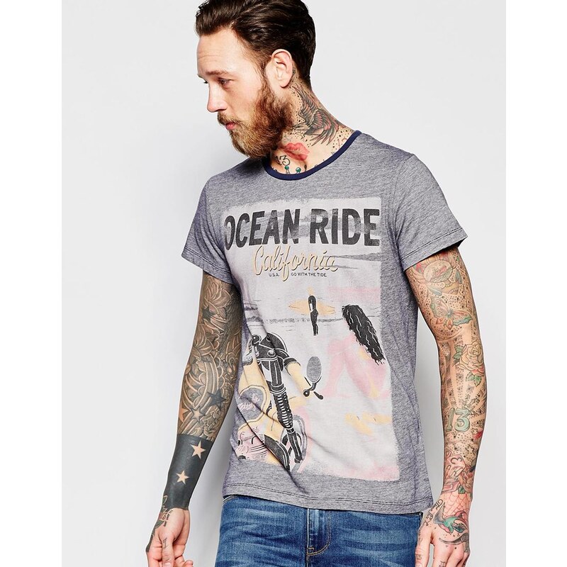 Wrangler - Ocean Ride - T-shirt imprimé à micro rayures - Bleu