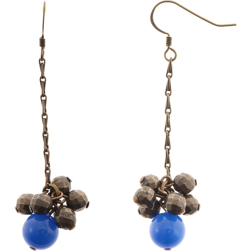 Boucles d'oreilles en pyrite et agate bleue Louise Hendricks