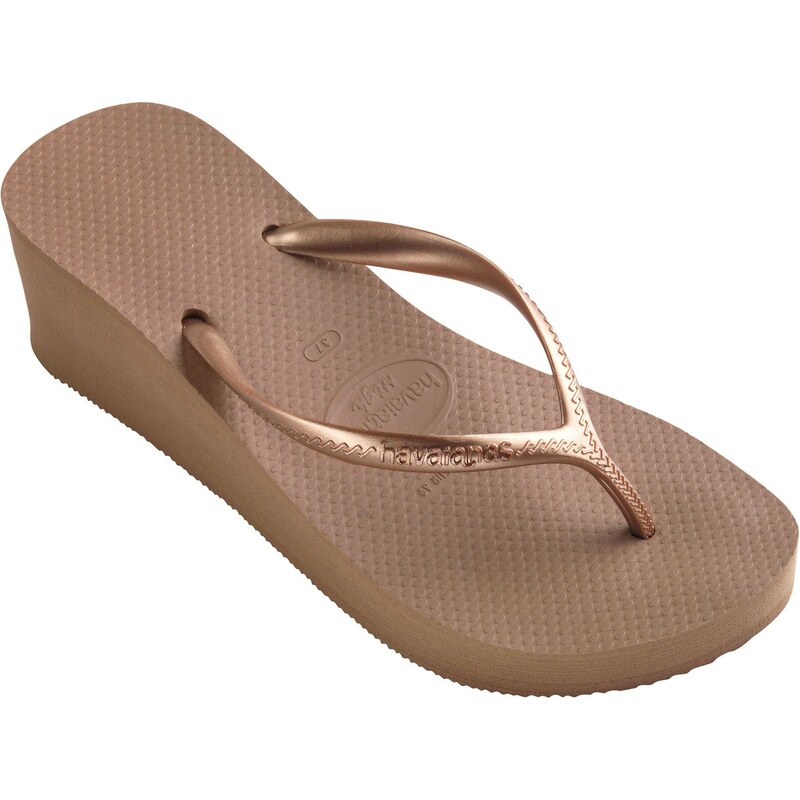 Tongs compensées high fashion rose gold Havaianas