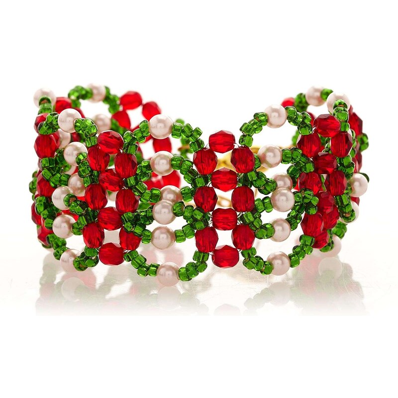 Bague à part Bracelet - perles vert et rouge