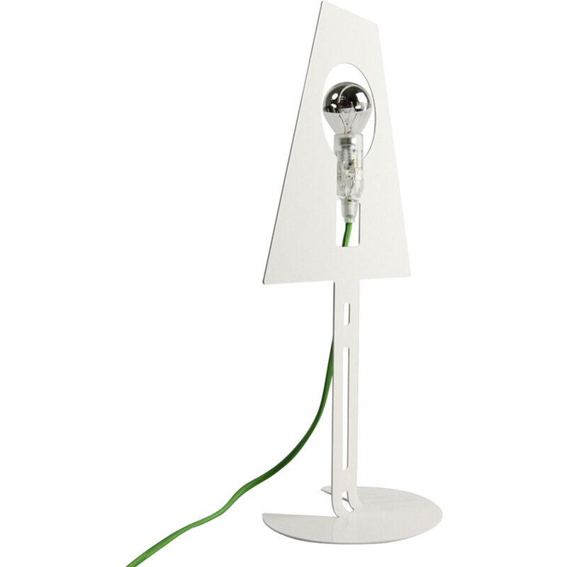 Lampe design blanche fil vert 2D 2Plis Fenel et Arno
