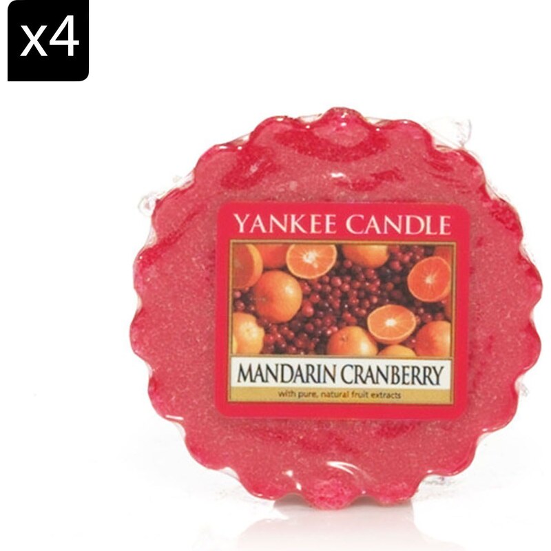 Yankee Candle Mandarine et canneberge rouge - Lot de 4 tartelettes parfumées - rouge