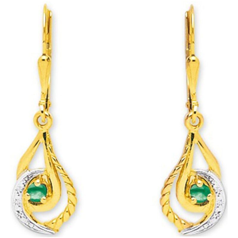 Tous mes bijoux Boucles d'oreilles en or ornées d'émeraude - vert