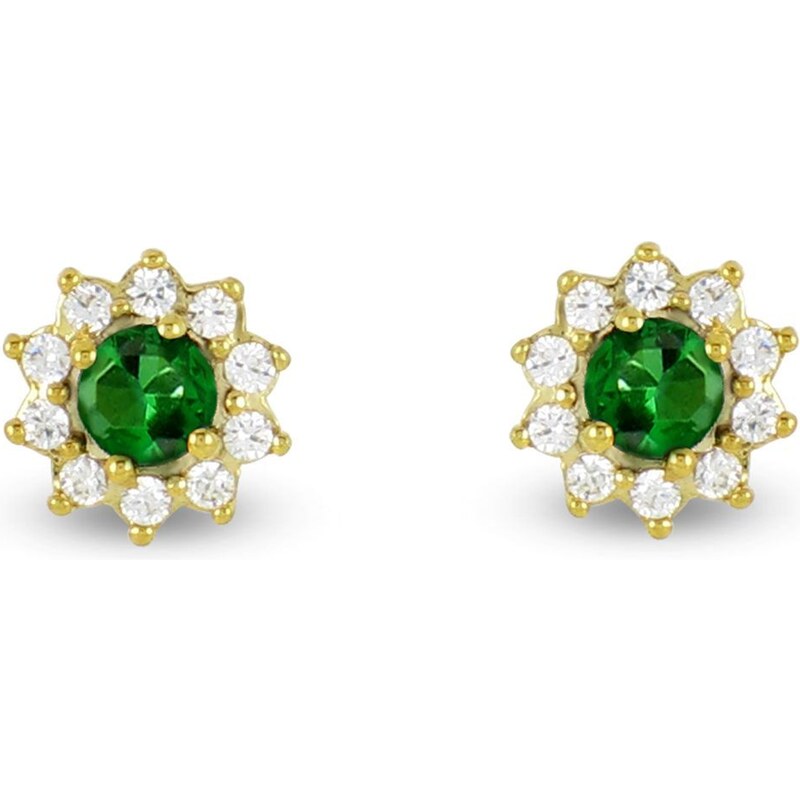 Tous mes bijoux Boucles d'oreilles en or ornées de diamants et d'émeraude - vert