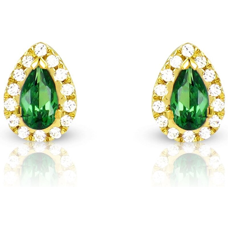 Tous mes bijoux Boucles d'oreilles en or ornées de diamants et d'émeraude - vert