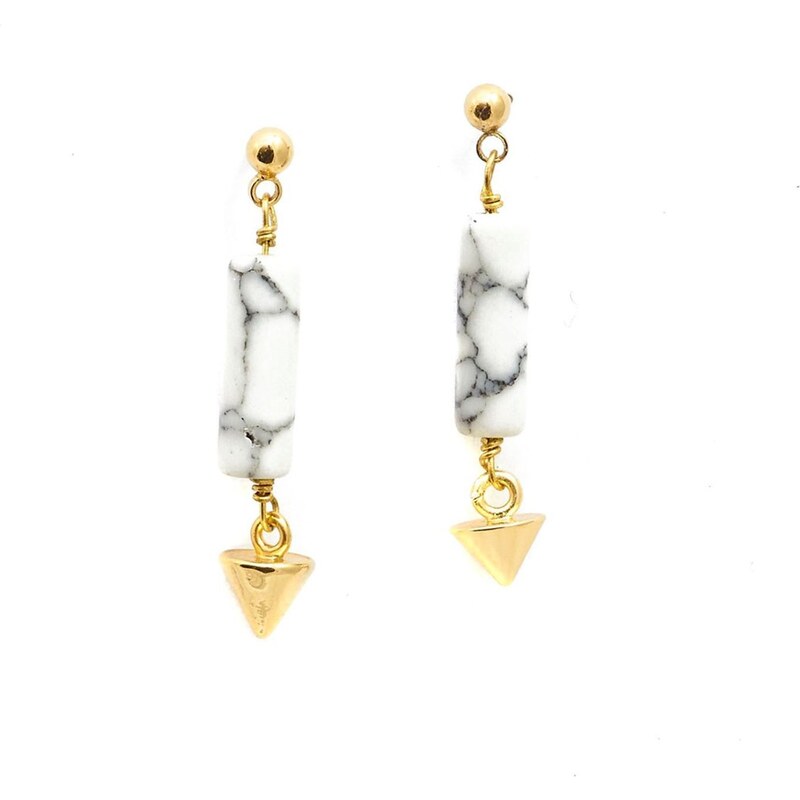 Boucles d'oreilles dorées 16K perles semi Azucar Bijoux