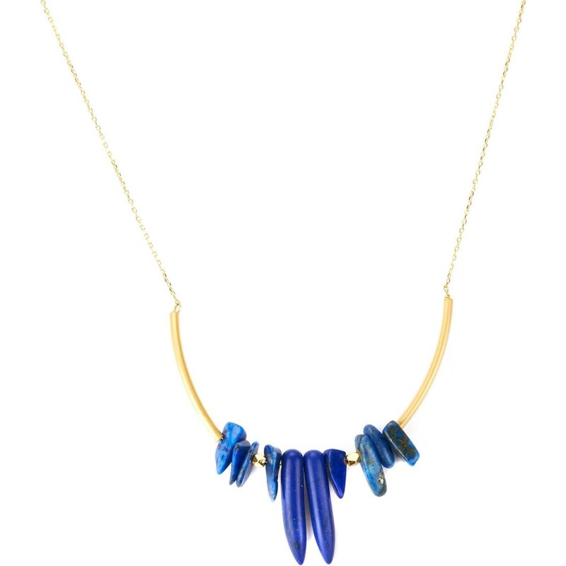 Collier chaine fine dorée 16K Lapis Lazuli Azucar Bijoux