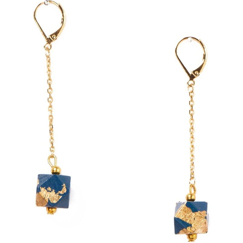 Boucles d'oreilles hexagones chaines dorées 16K GEO Azucar Bijoux