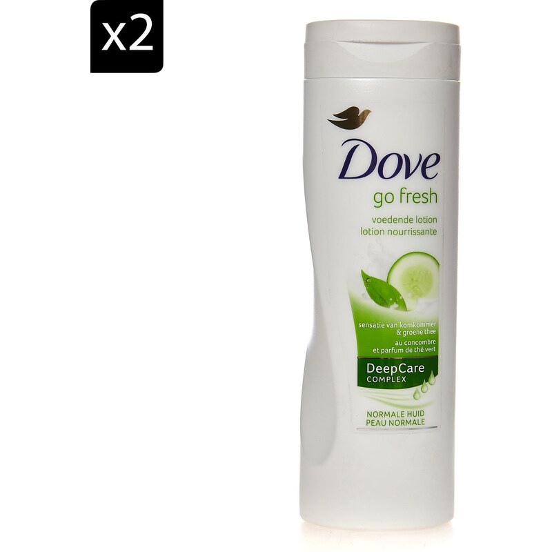 Dove Go Fresh - Lot de 2 laits corporels Cocombre & Thé vert - 400 ml