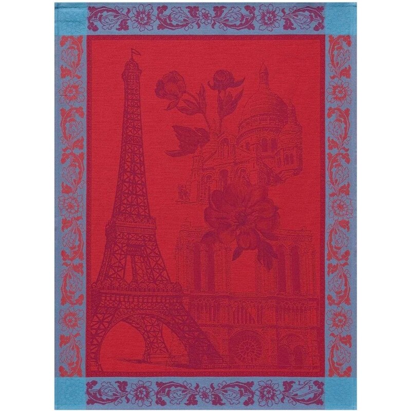 Le Jacquard Français Paris en fleur Merise - Torchon - rouge