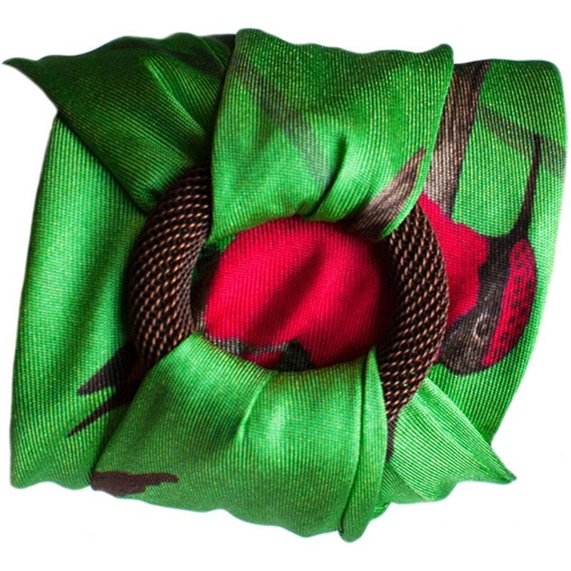 Inès de Parcevaux OISEAUX - Foulard en soie mini carré - vert