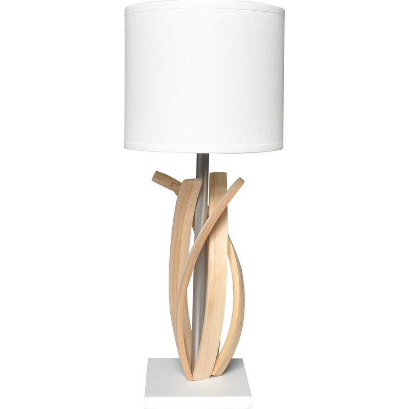 Lampe de table design en bois et abat jour blanc Alice Limelo design