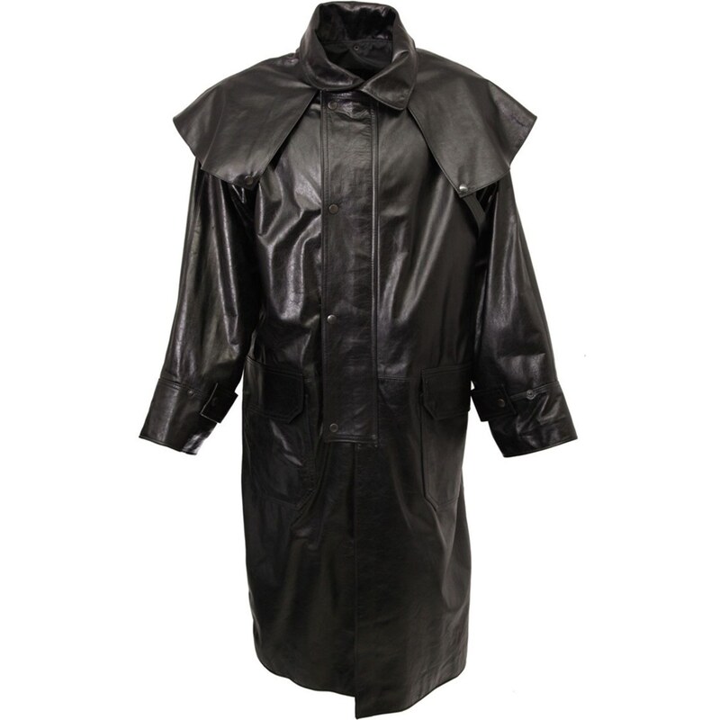 DKS Australia - Manteau long en cuir - noir