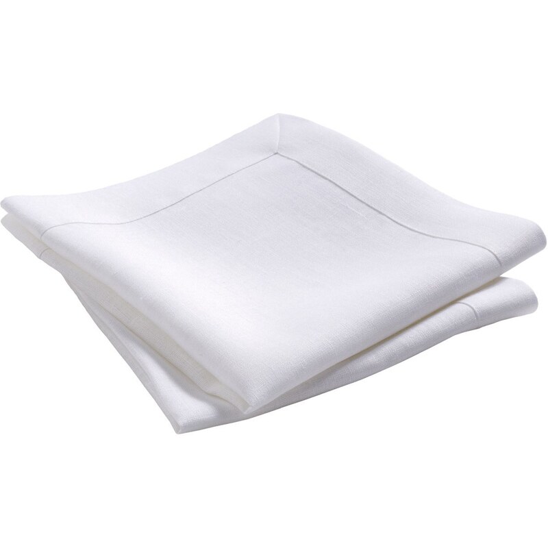 Blanc Cerise Délices de Lin Blanc - Lot de serviettes de table brodées en lin blanc 45x45cm - de Lin