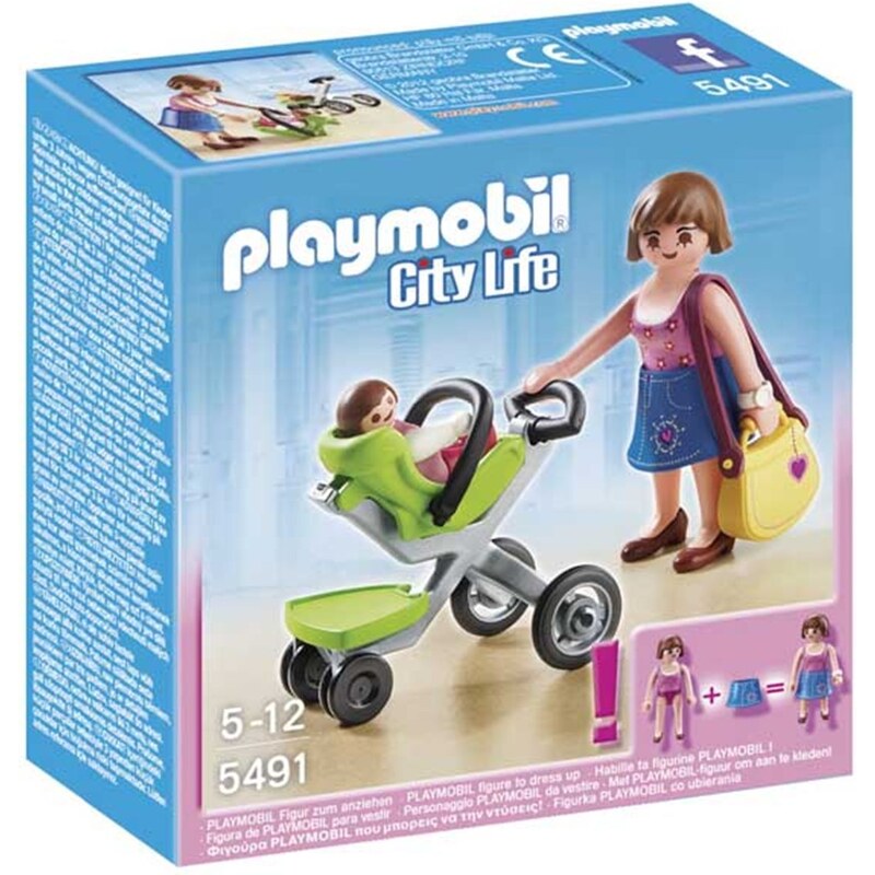 Playmobil City Life - Maman et bebe avec poussette - multicolore