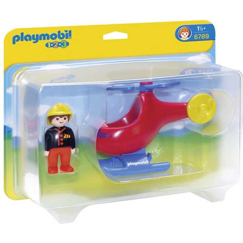 Playmobil 1.2.3 - Pompier avec hélicoptère - multicolore