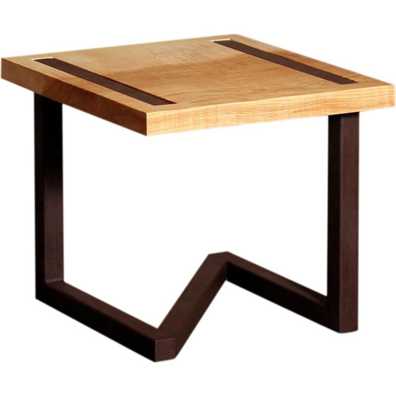 Barnabé Table de chevet design en bois et acier - Marron chocolat