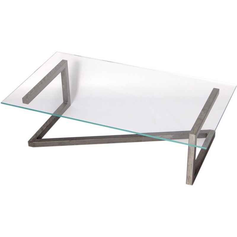 Barnabé Table basse design en verre et acier - transparent