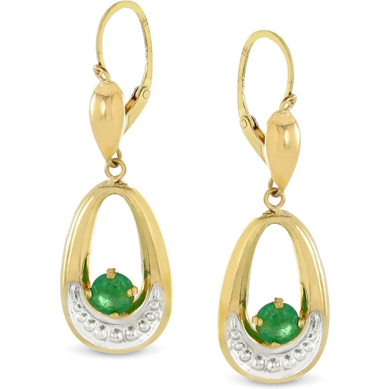 Tous mes bijoux Boucles d'oreilles en or avec émeraudes - vert