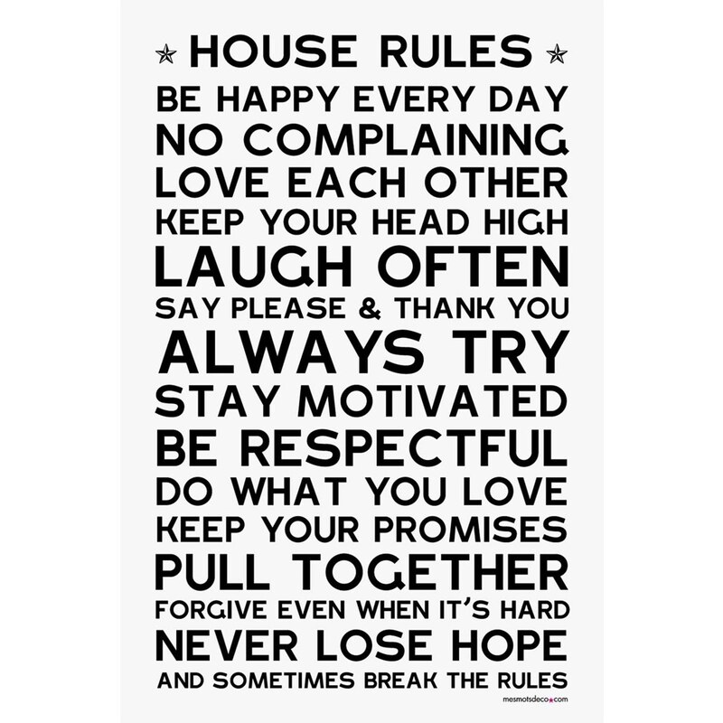 Mes mots déco House rules - Sticker en papier - blanc